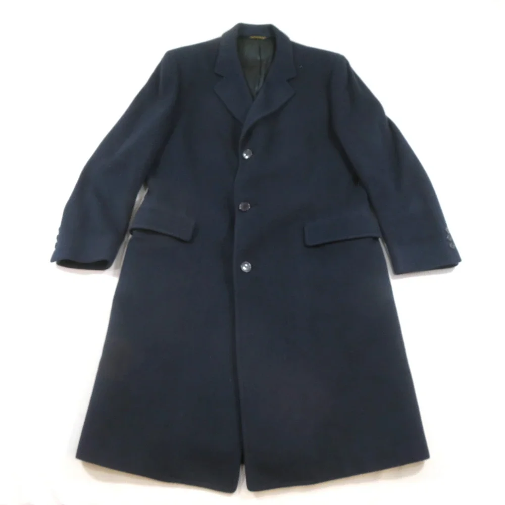 Malcolm Kenneth Cashmere Trench Coat Jacket Blue Mens 42R Reich Frank 1970s
